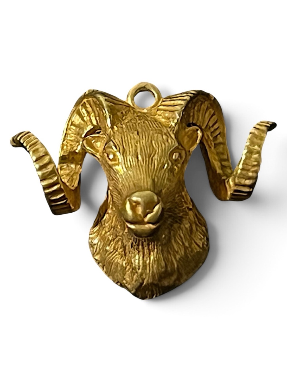 Mid-Century 10K Solid Gold Ram Head Aires Pendant 3.45g Heirloom